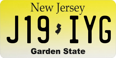 NJ license plate J19IYG