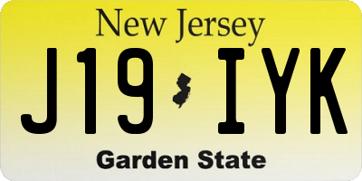 NJ license plate J19IYK