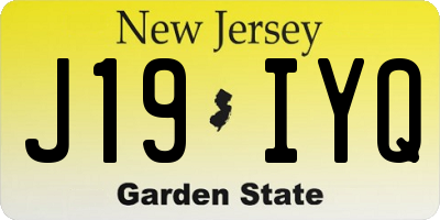 NJ license plate J19IYQ