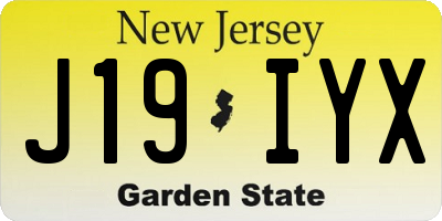 NJ license plate J19IYX