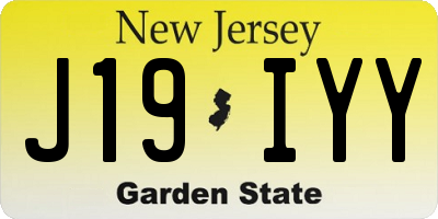 NJ license plate J19IYY