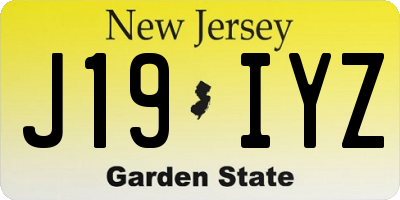 NJ license plate J19IYZ
