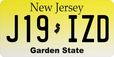 NJ license plate J19IZD