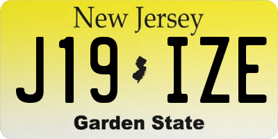 NJ license plate J19IZE