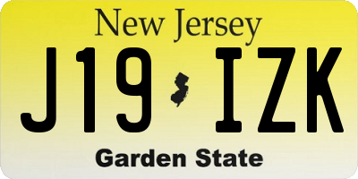 NJ license plate J19IZK