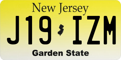 NJ license plate J19IZM