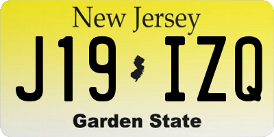 NJ license plate J19IZQ