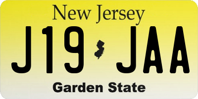 NJ license plate J19JAA