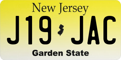 NJ license plate J19JAC