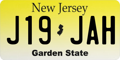 NJ license plate J19JAH
