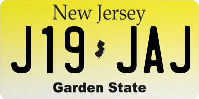 NJ license plate J19JAJ