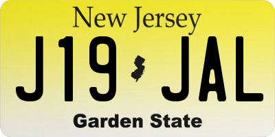 NJ license plate J19JAL