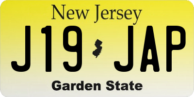 NJ license plate J19JAP