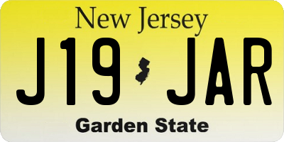 NJ license plate J19JAR