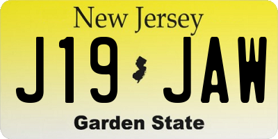 NJ license plate J19JAW