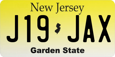 NJ license plate J19JAX