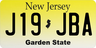 NJ license plate J19JBA