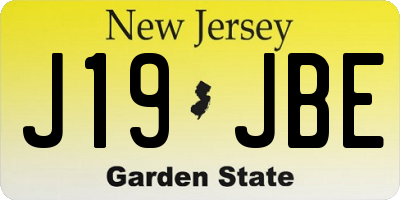 NJ license plate J19JBE