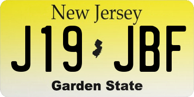 NJ license plate J19JBF