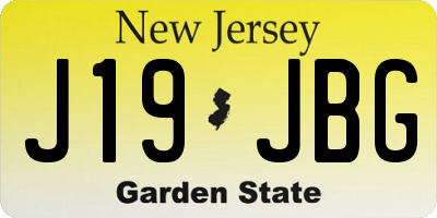 NJ license plate J19JBG