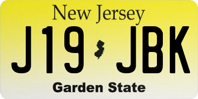 NJ license plate J19JBK