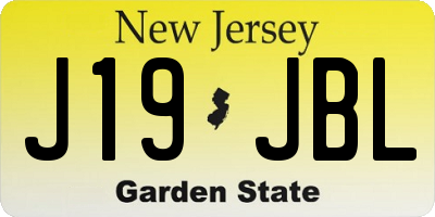 NJ license plate J19JBL