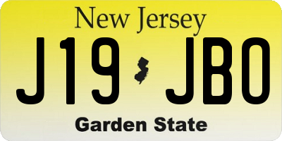 NJ license plate J19JBO
