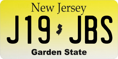 NJ license plate J19JBS