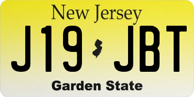NJ license plate J19JBT