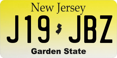 NJ license plate J19JBZ