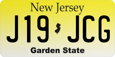 NJ license plate J19JCG