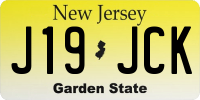 NJ license plate J19JCK