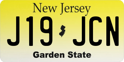 NJ license plate J19JCN