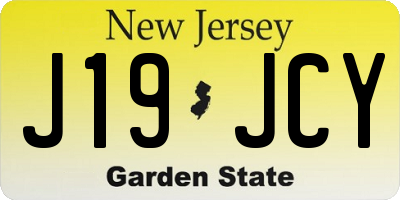 NJ license plate J19JCY