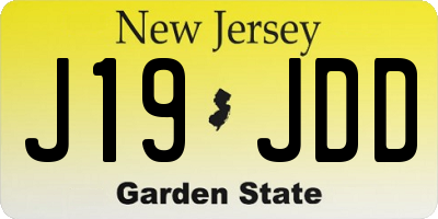 NJ license plate J19JDD
