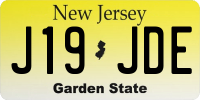 NJ license plate J19JDE