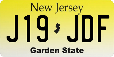 NJ license plate J19JDF