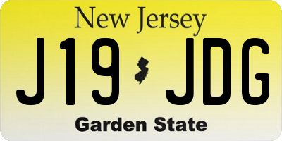 NJ license plate J19JDG