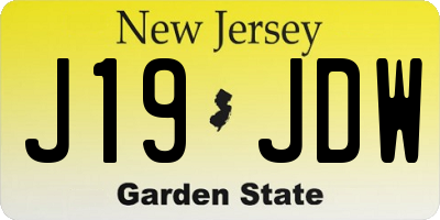 NJ license plate J19JDW