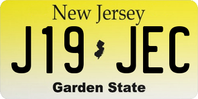 NJ license plate J19JEC