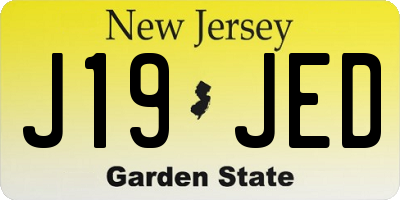 NJ license plate J19JED
