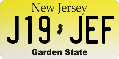 NJ license plate J19JEF