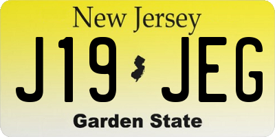 NJ license plate J19JEG