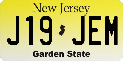 NJ license plate J19JEM