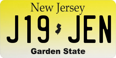 NJ license plate J19JEN