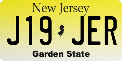 NJ license plate J19JER