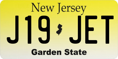NJ license plate J19JET