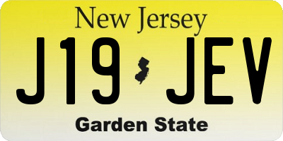 NJ license plate J19JEV