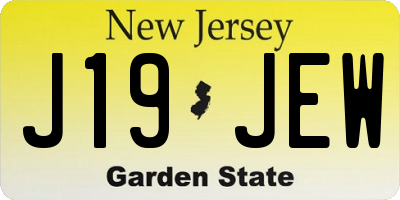 NJ license plate J19JEW