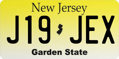 NJ license plate J19JEX